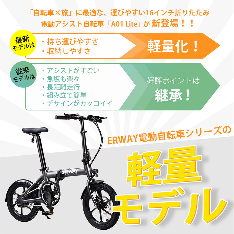 軽量電動アシスト自転車 ERWAY A01 Lite -50th